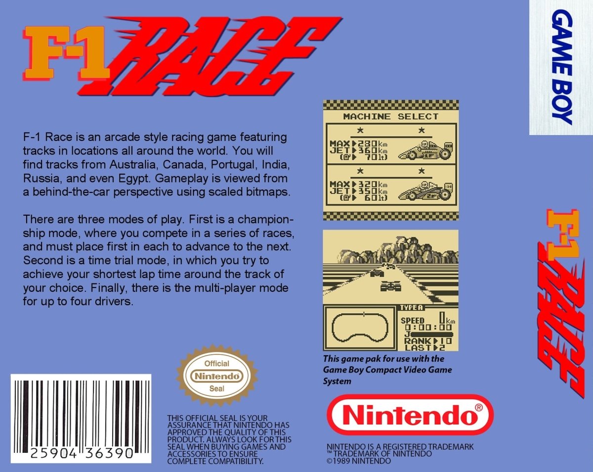 F - 1 Race - Gameboy Classic - 🕹️ Mein Retro Game